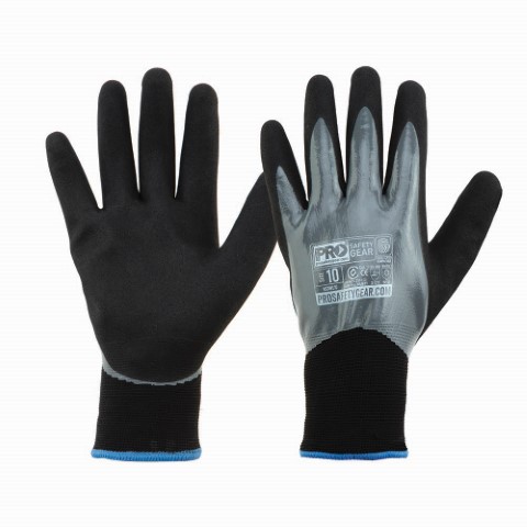 PROCHOICE GLOVE NITRILE SAND DIP PALM ON FULL NITRILE DIP WINTER LINED SIZE